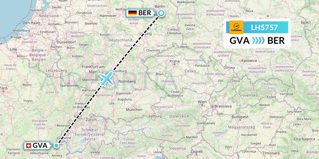 LH5757 Lufthansa Flight Map: Geneva to Berlin