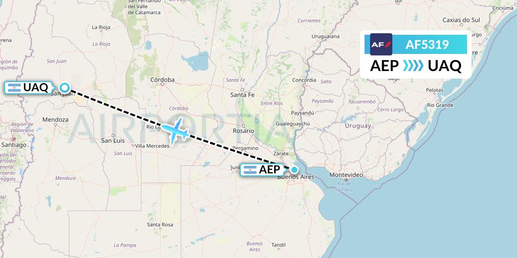 AF5319 Air France Flight Map: Buenos Aires to San Juan