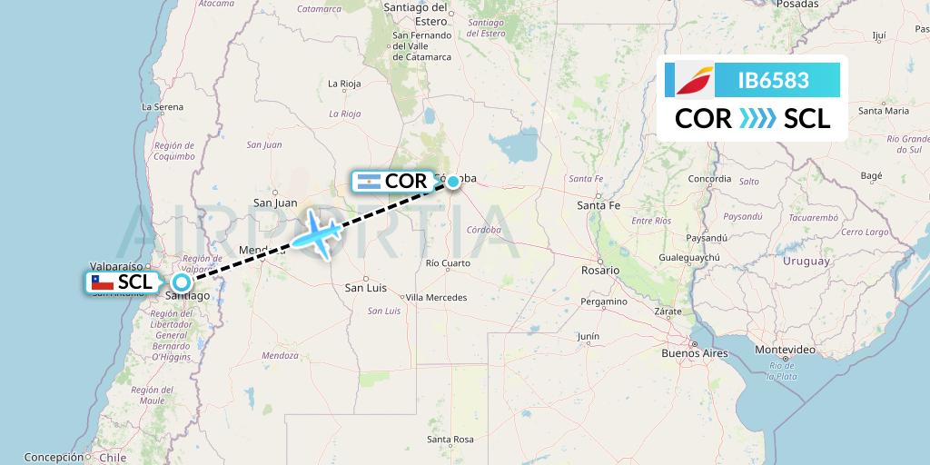 IB6583 Iberia Flight Map: Cordoba to Santiago