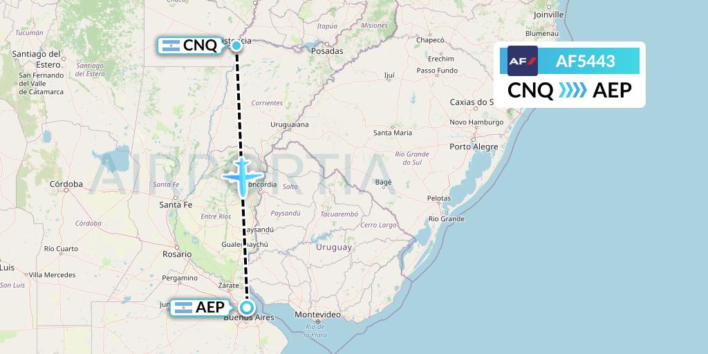 AF5443 Air France Flight Map: Corrientes to Buenos Aires