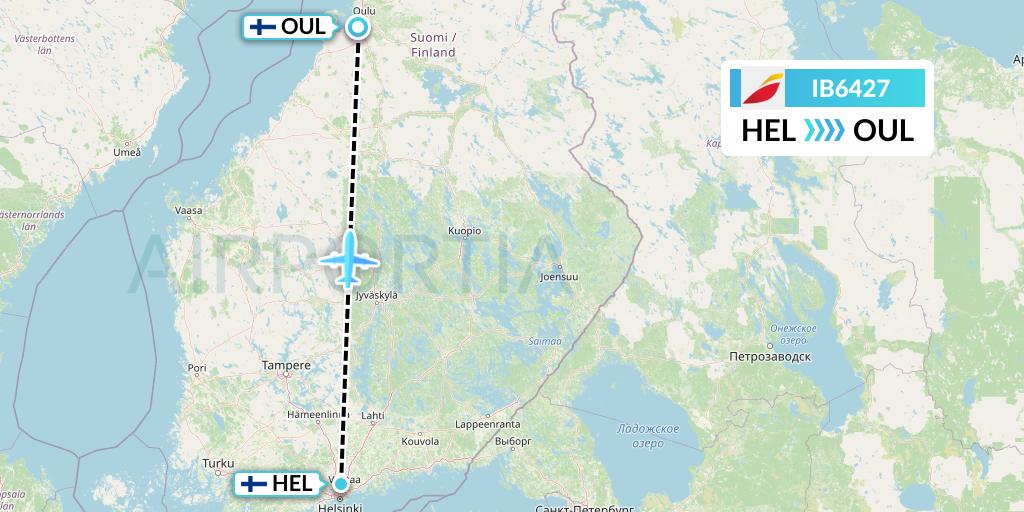 IB6427 Iberia Flight Map: Helsinki to Oulu