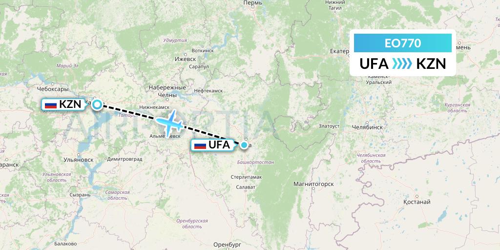 EO770 Pegas Fly Flight Map: Ufa to Kazan