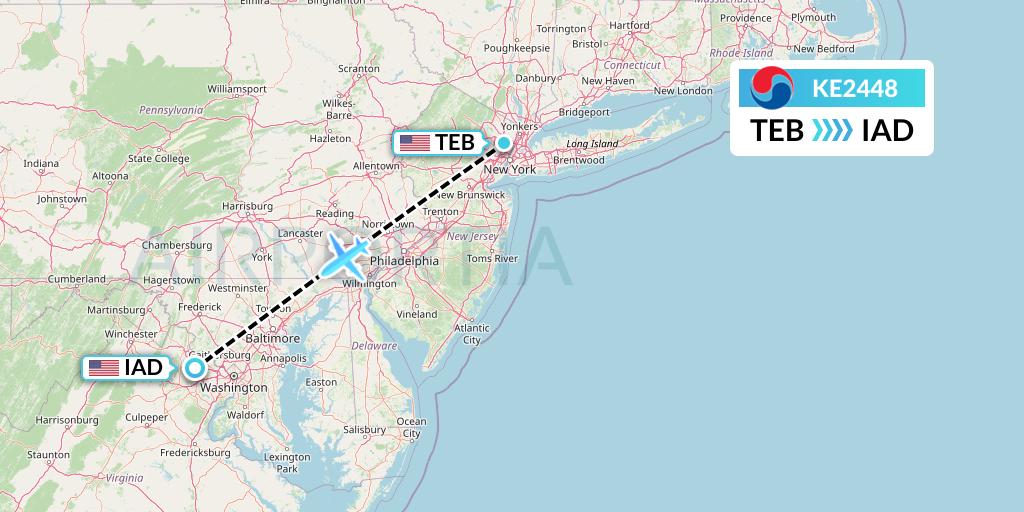 KE2448 Flight Status Korean Air Teterboro to Washington (KAL2448)