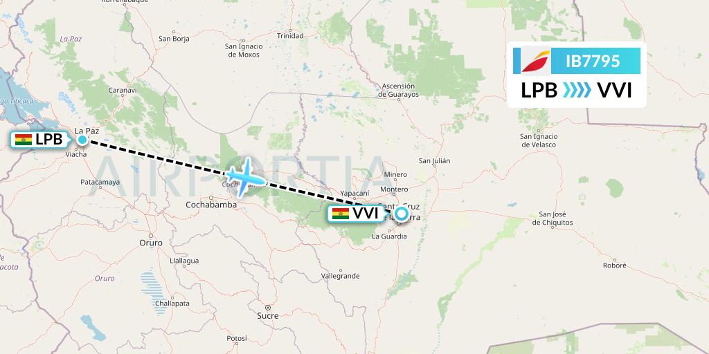 IB7795 Iberia Flight Map: La Paz to Santa Cruz