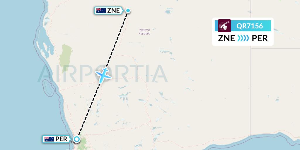 QR7156 Qatar Airways Flight Map: Newman to Perth