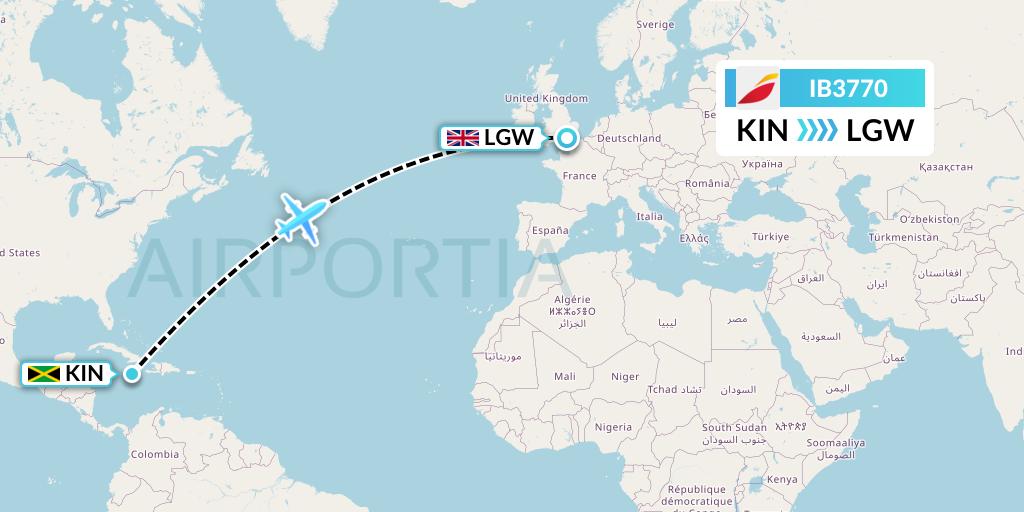 IB3770 Iberia Flight Map: Kingston to London