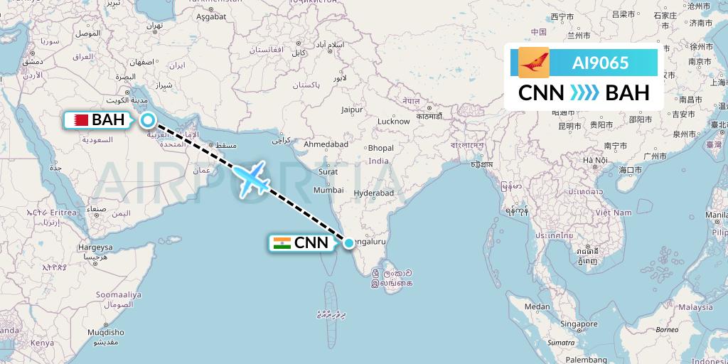 AI9065 Air India Flight Map: Mattannur to Bahrain