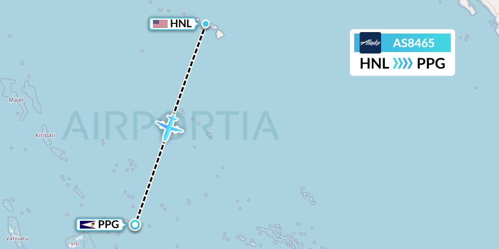 AS8465 Alaska Airlines Flight Map: Honolulu to Pago Pago