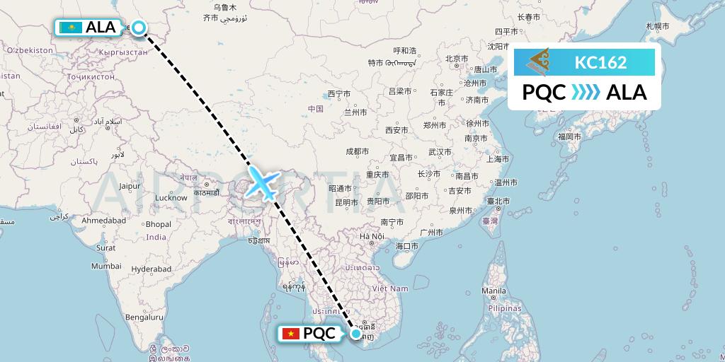KC162 Air Astana Flight Map: Phu Quoc to Almaty