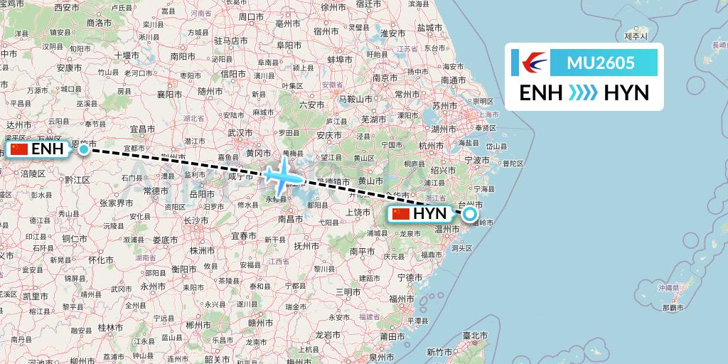 MU2605 China Eastern Airlines Flight Map: Enshi to Huangyan