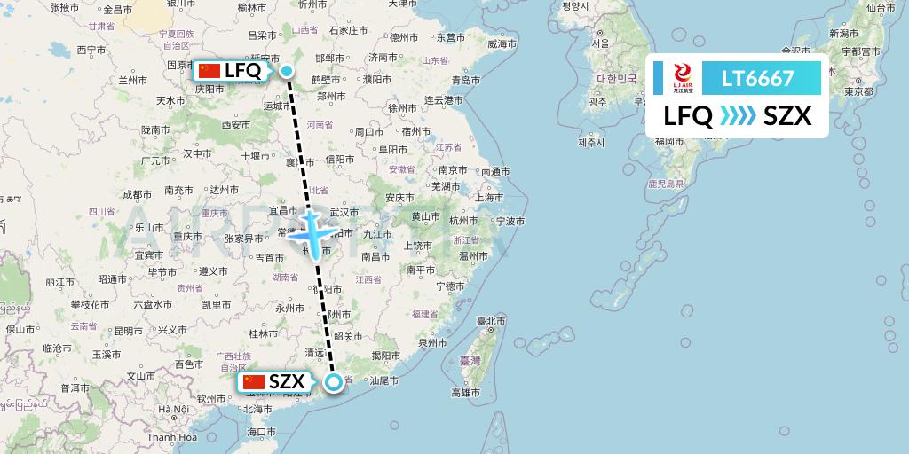 LT6667 LongJiang Airlines Flight Map: Yulin to Shenzhen