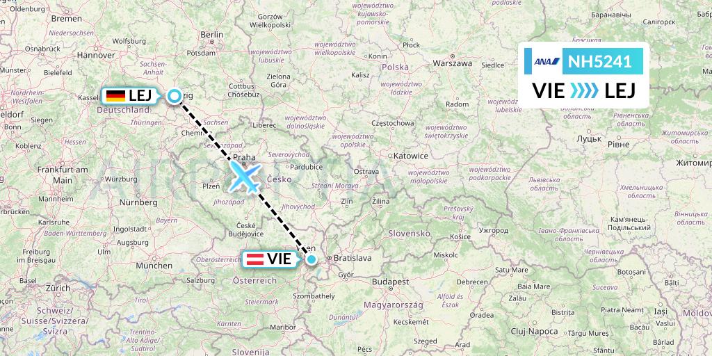 NH5241 All Nippon Airways Flight Map: Vienna to Leipzig