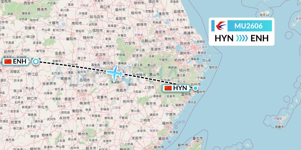 MU2606 China Eastern Airlines Flight Map: Huangyan to Enshi