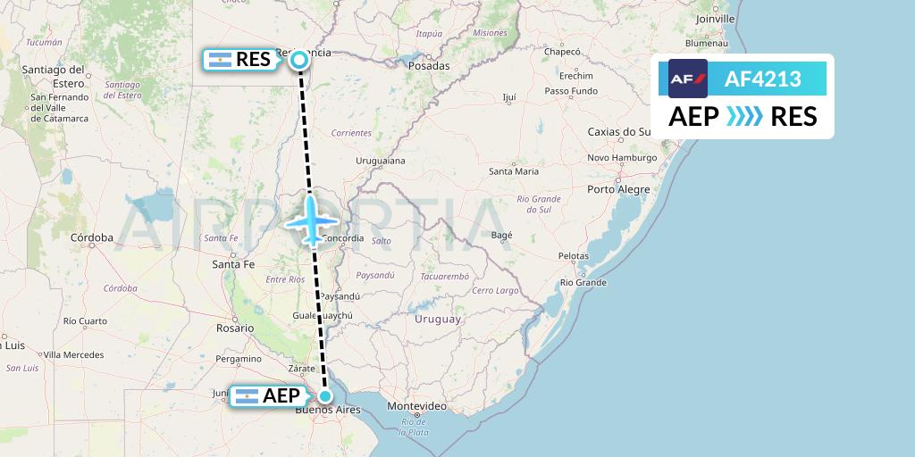 AF4213 Air France Flight Map: Buenos Aires to Resistencia