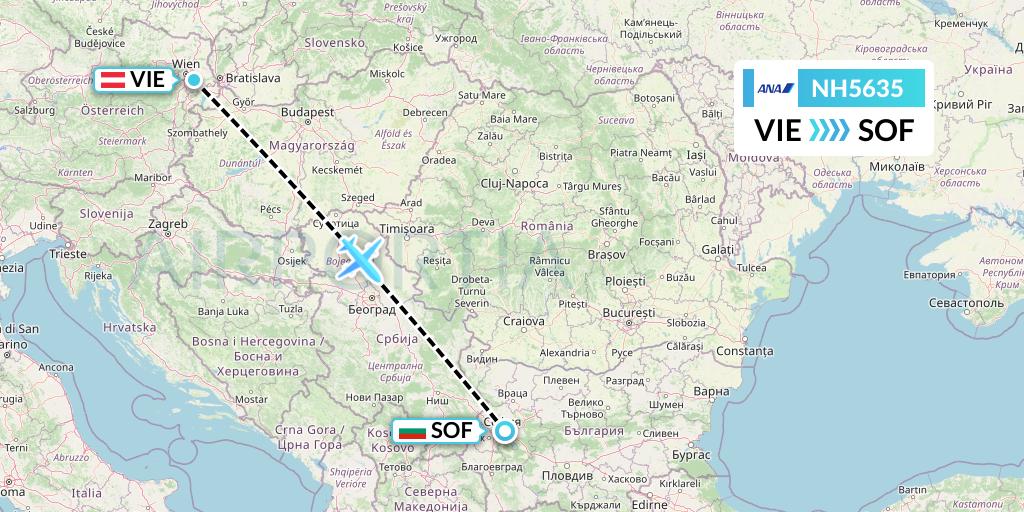 NH5635 All Nippon Airways Flight Map: Vienna to Sofia