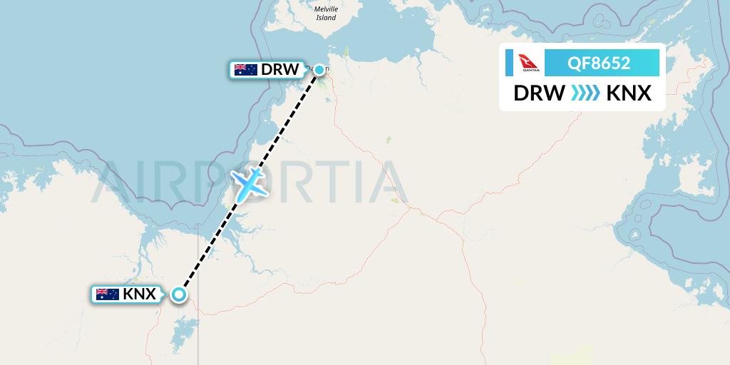QF8652 Qantas Flight Map: Darwin to Kununurra