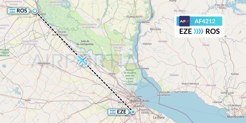 AF4212 Air France Flight Map: Buenos Aires to Rosario