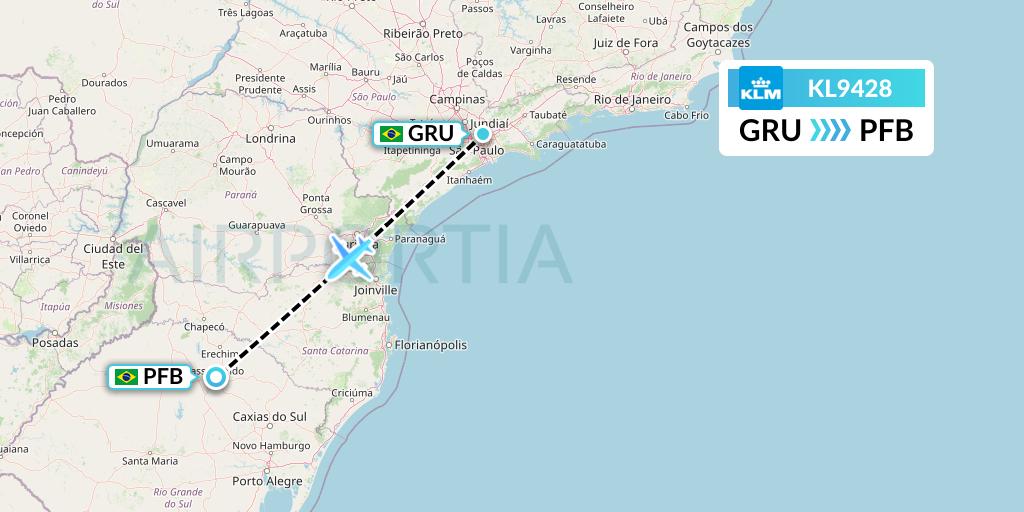 KL9428 KLM Flight Map: Sao Paulo to Passo Fundo
