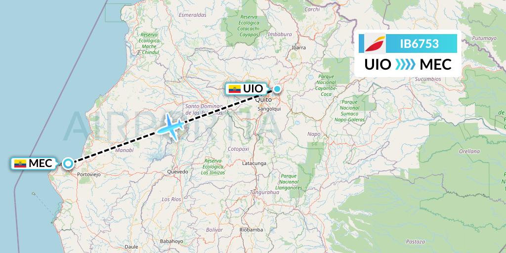 IB6753 Iberia Flight Map: Quito to Manta
