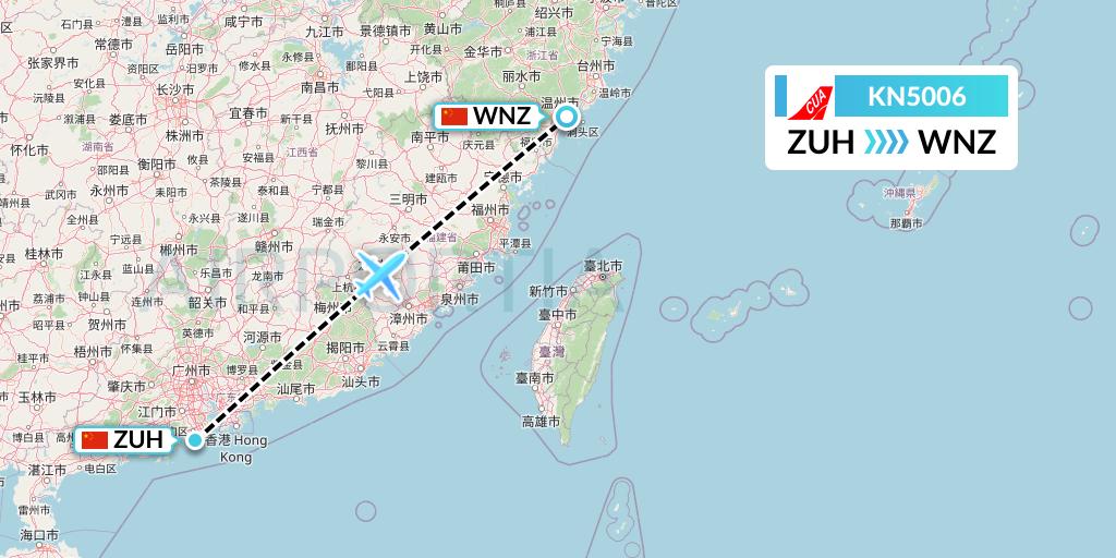 KN5006 China United Airlines Flight Map: Zhuhai to Wenzhou