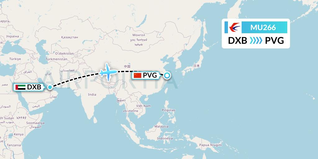 MU266 China Eastern Airlines Flight Map: Dubai to Shanghai