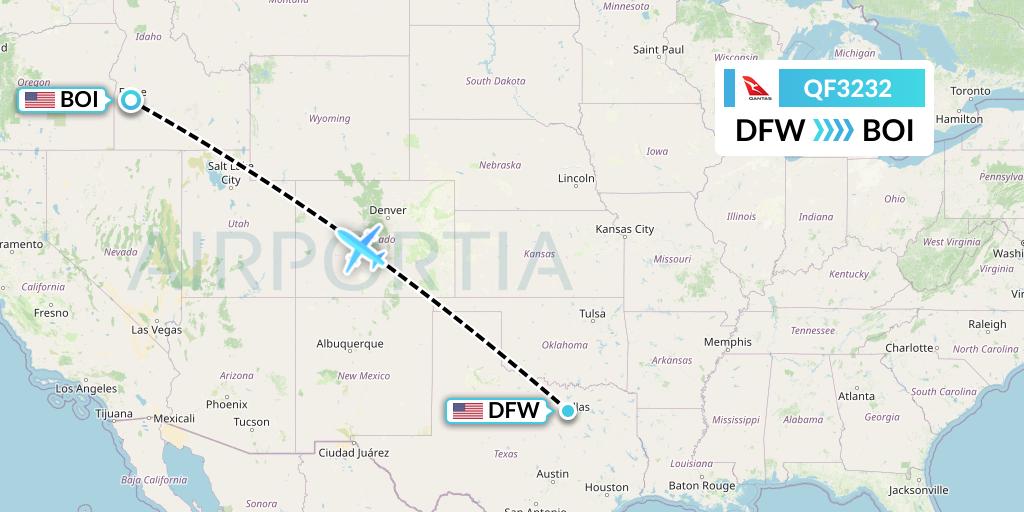 QF3232 Qantas Flight Map: Dallas to Boise