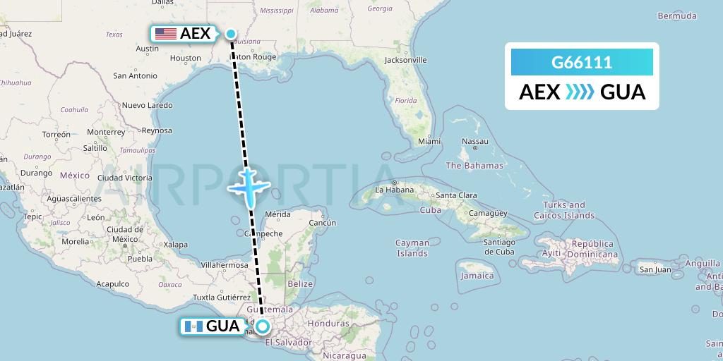 G66111 Fly Arna Flight Map: Alexandria to Guatemala City