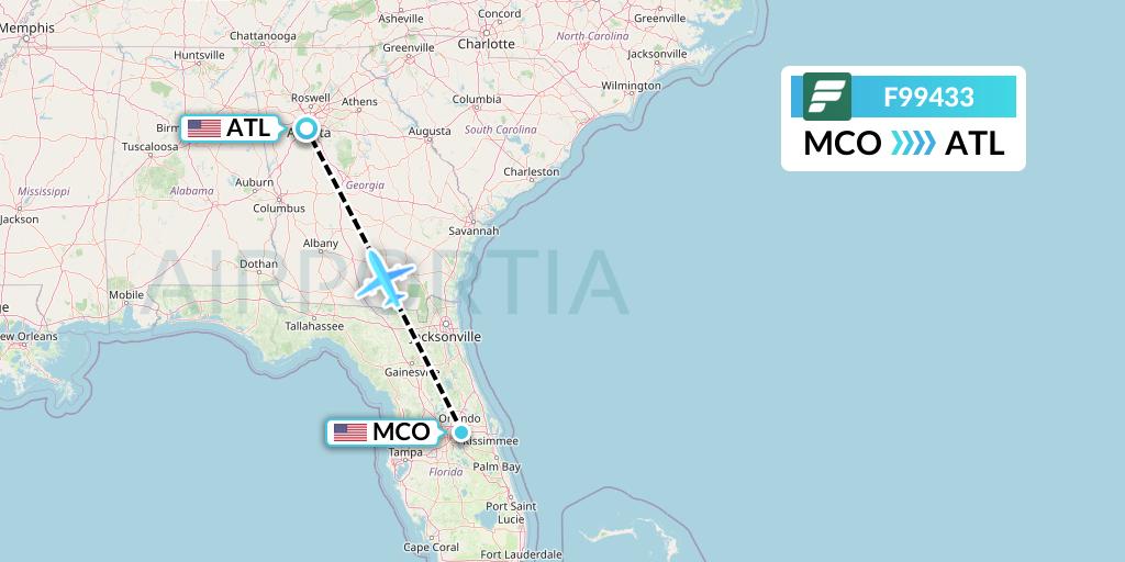 F99433 Frontier Airlines Flight Map: Orlando to Atlanta