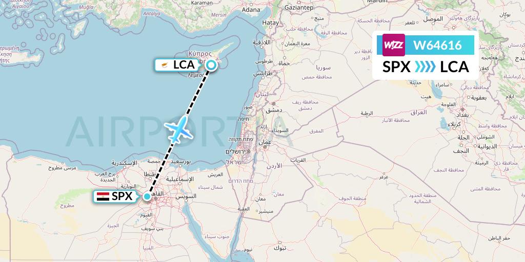 W64616 Wizz Air Flight Map: Cairo to Larnaca