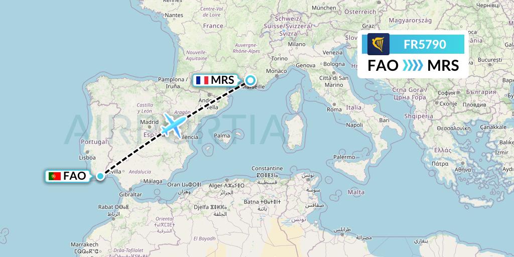 FR5790 Ryanair Flight Map: Faro to Marseille