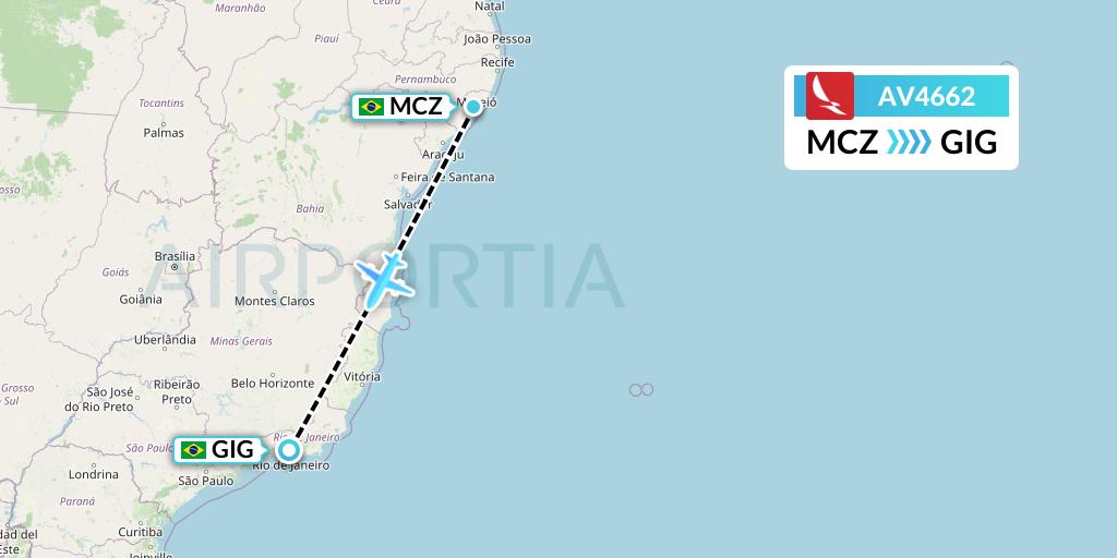 AV4662 Avianca Flight Map: Maceio to Rio de Janeiro