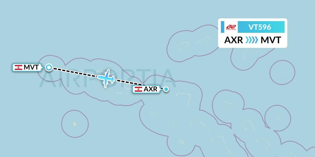 VT596 Air Tahiti Flight Map: Arutua to Mataiva