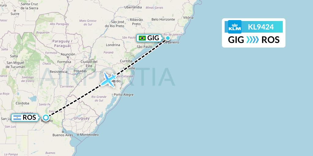 KL9424 KLM Flight Map: Rio de Janeiro to Rosario