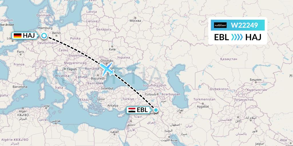 W22249 Flex Flight Flight Map: Arbil to Hannover