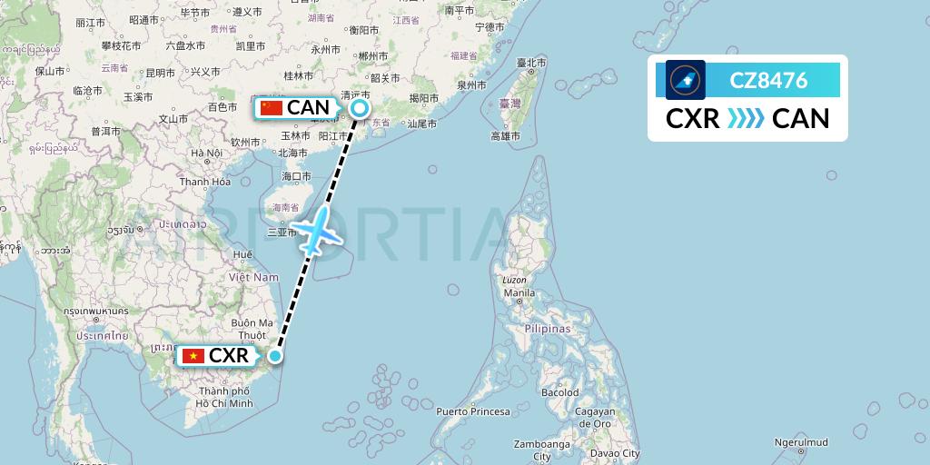 CZ8476 China Southern Airlines Flight Map: Nha Trang to Guangzhou