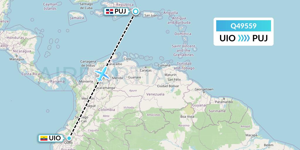 Q49559 Euroairlines Flight Map: Quito to Punta Cana
