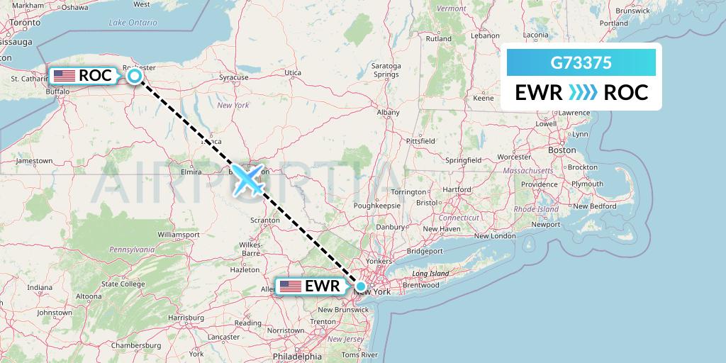 G73375 GoJet Flight Map: New York to Rochester