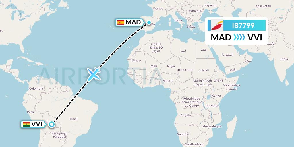 IB7799 Iberia Flight Map: Madrid to Santa Cruz