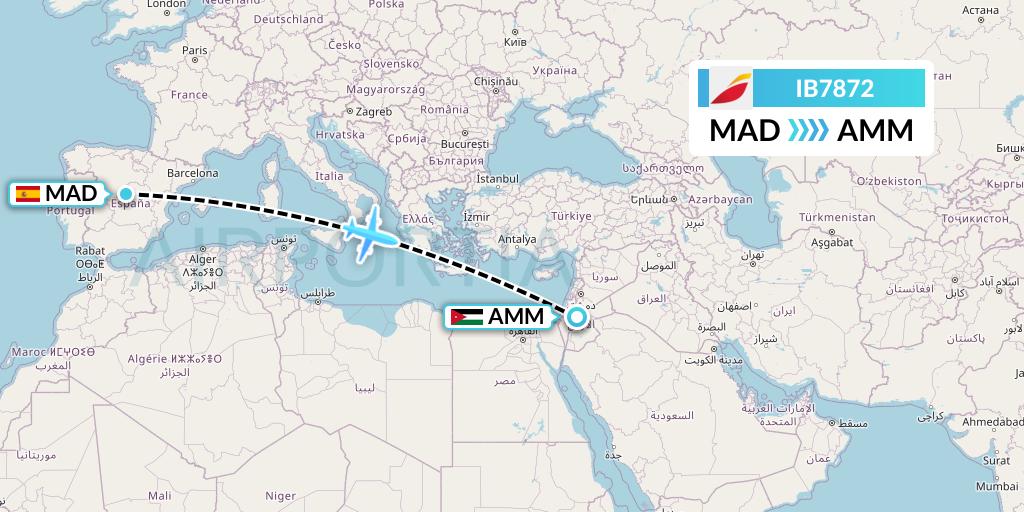 IB7872 Iberia Flight Map: Madrid to Amman