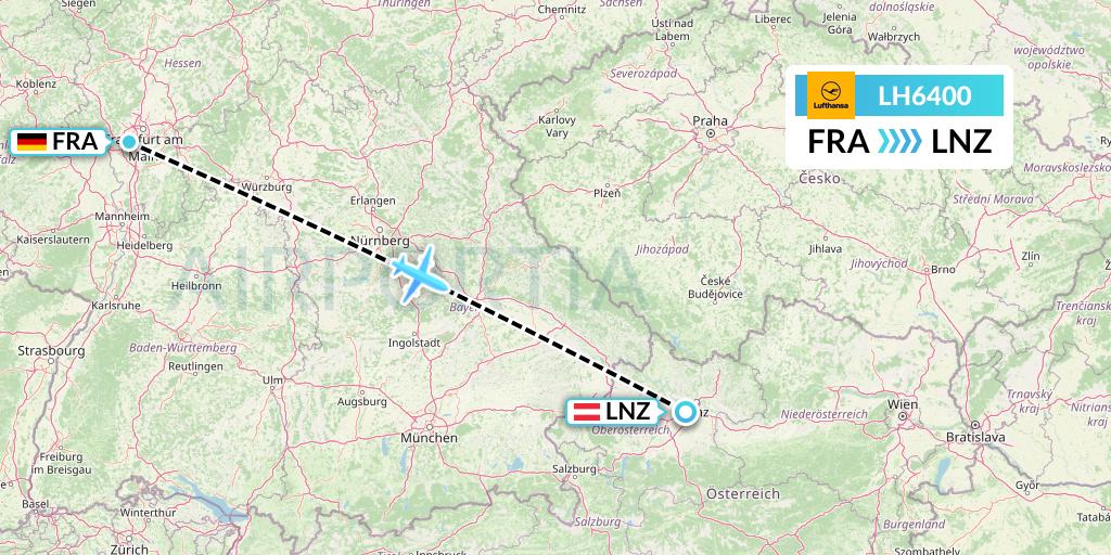 LH6400 Lufthansa Flight Map: Frankfurt to Linz