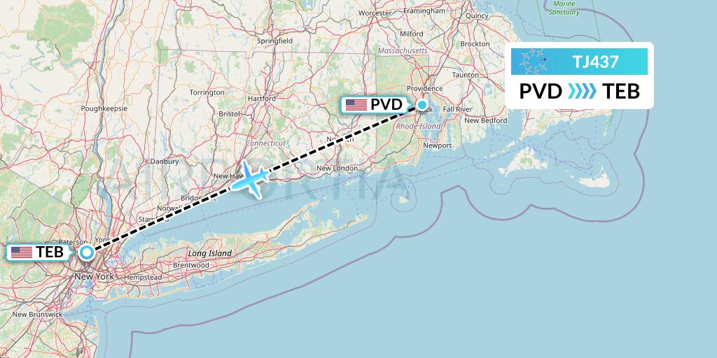 TJ437 Tradewind Aviation Flight Map: Providence to Teterboro
