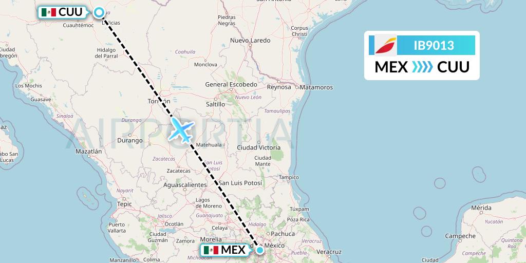 IB9013 Iberia Flight Map: Mexico City to Chihuahua