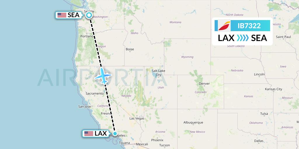 IB7322 Iberia Flight Map: Los Angeles to Seattle