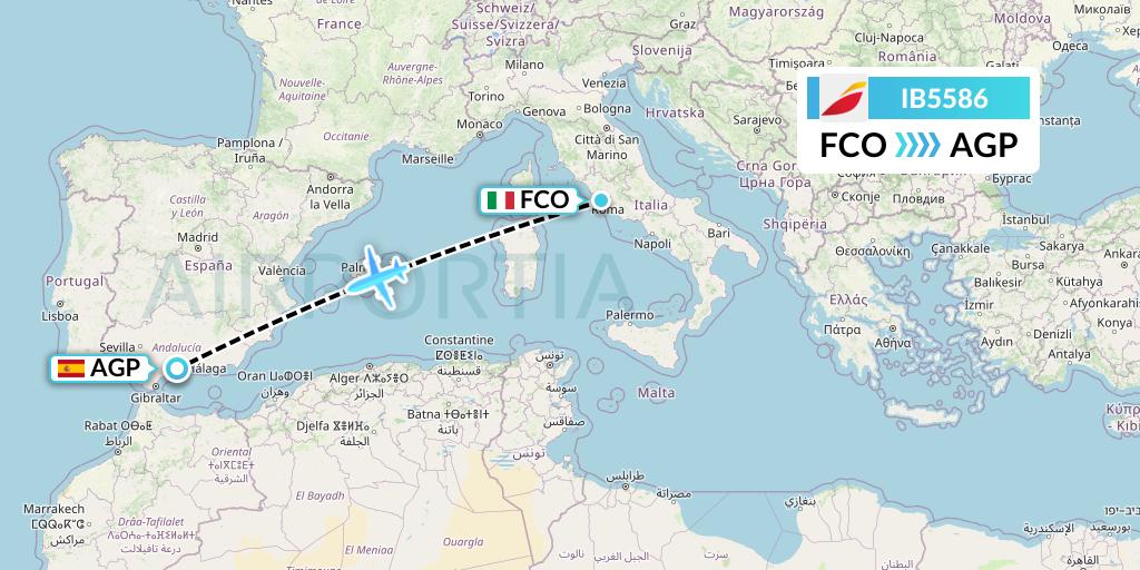 IB5586 Iberia Flight Map: Rome to Malaga