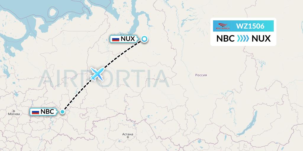 WZ1506 Red Wings Flight Map: Naberezhnye Chelny to Novy Urengoy