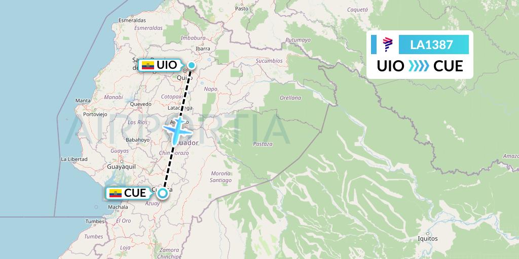 LA1387 LAN Airlines Flight Map: Quito to Cuenca