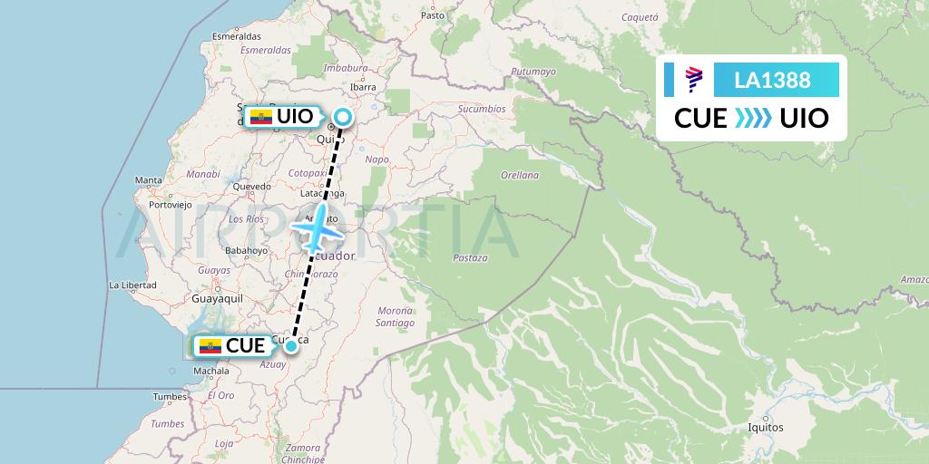 LA1388 LAN Airlines Flight Map: Cuenca to Quito