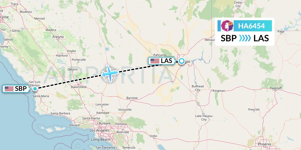 HA6454 Hawaiian Airlines Flight Map: San Luis Obispo to Las Vegas