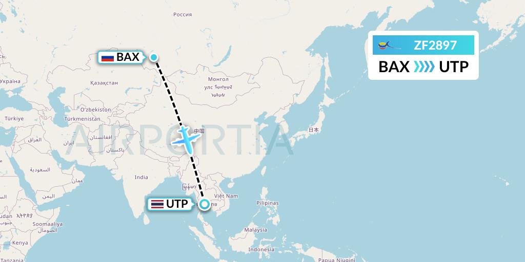 ZF2897 Azur Air Flight Map: Barnaul to Rayong