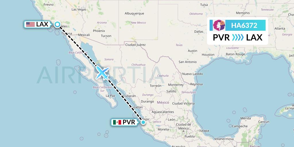 HA6372 Hawaiian Airlines Flight Map: Puerto Vallarta to Los Angeles